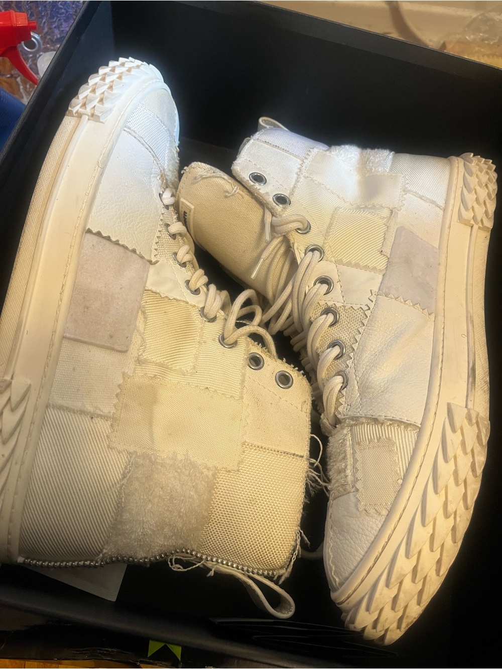 New Savings, Men's Giuseppe White Leather Sneakers, BIN, Size 13